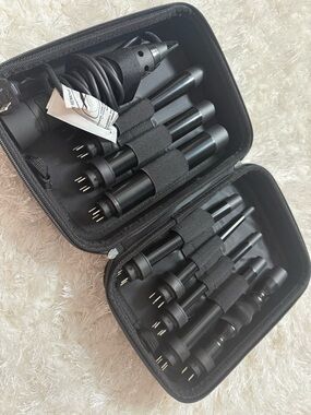 Black Interchangeable Curling Wand Set for Women - 8-Piece Hair Styling Kit